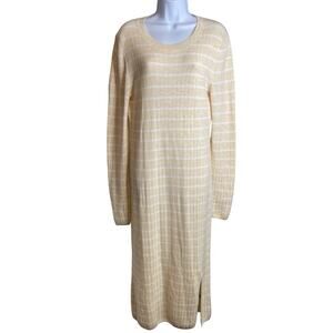 Vintage Y2K Gap Women's Beige Striped Maxi Sweater Dress Size L Coastal Preppy